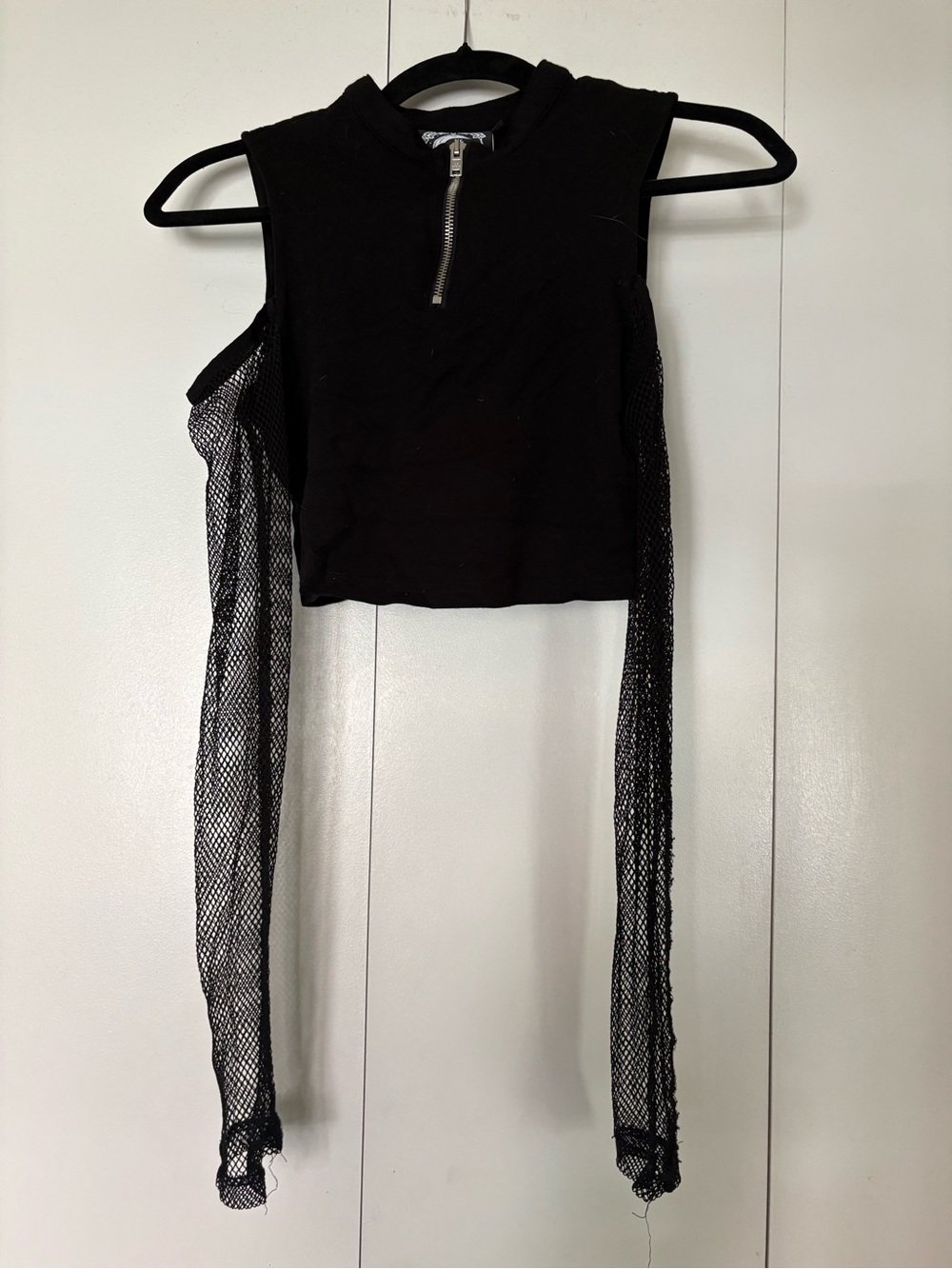 Killstar Black Cropped Zip Tank with Mesh Arm Sleeves